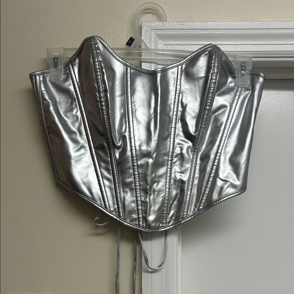 Silver Women's Crop Top Corset